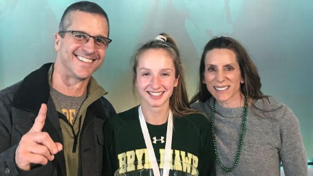 Photo of Alison Harbaugh along with her father, John William Harbaugh and and mother, Ingrid Harbaugh.